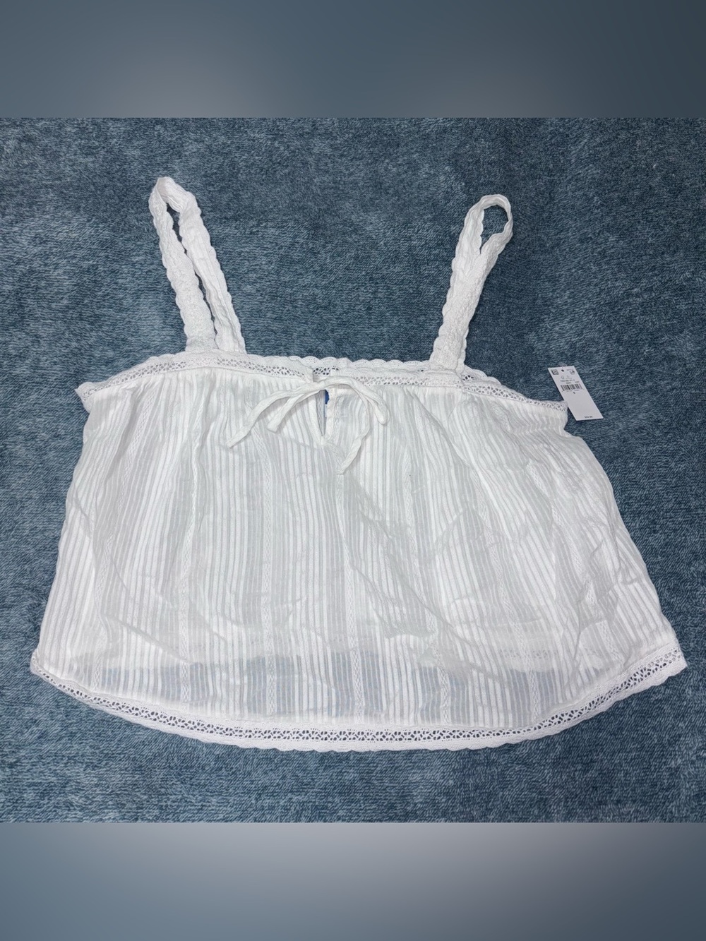 NWT Old Navy Cropped Peasant Style Tank Top in White Size Small